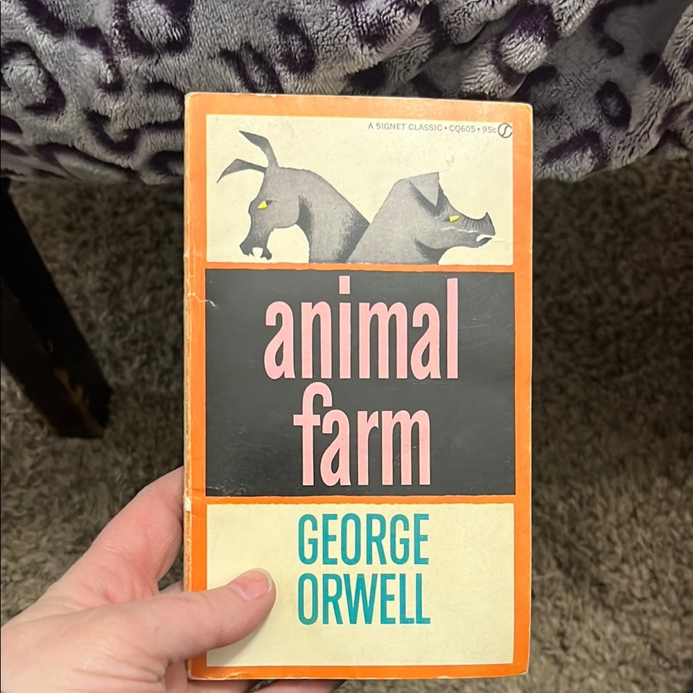 Animal Farm, By George Orwell, Orange and Cream Cover
